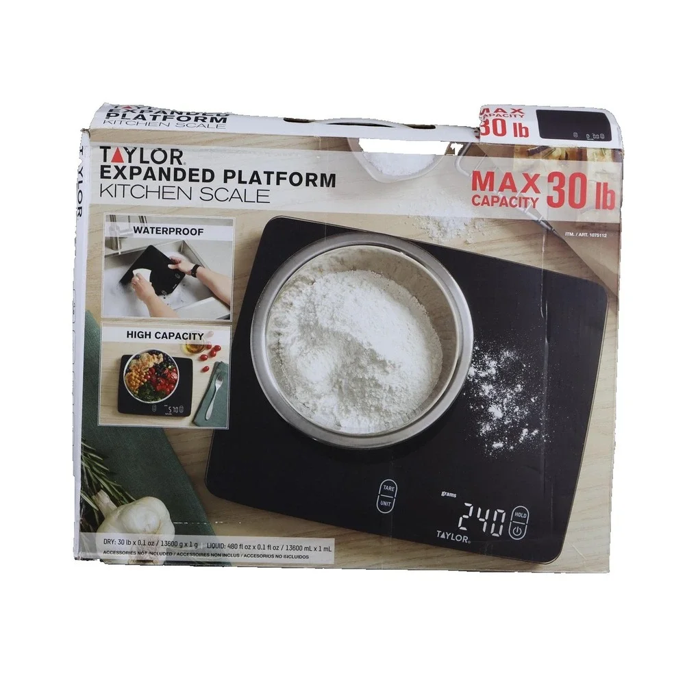 Taylor Expanded Platform Kitchen Scale Digital 30 Lb Capacity Black‎ Food Prep